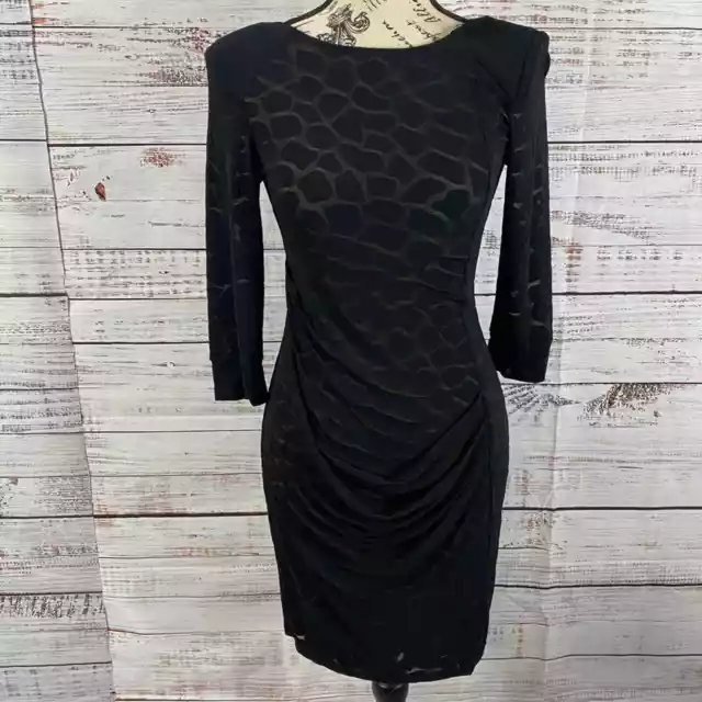 Abs By Allen Schwartz Half Sleeve Sheer Knee Length Black Dress