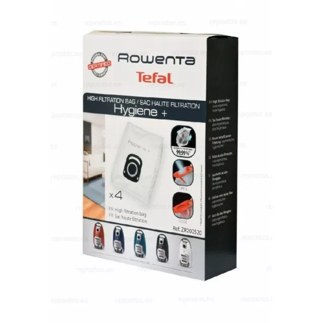 Bolsa Aspirador Hygiene + Rowenta Ro6331Ea 4 Unidades Zr200520