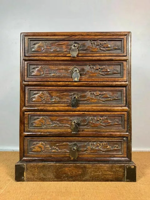 Chinese Natural Rosewood Handmade Carved Exquisite Chests 22306