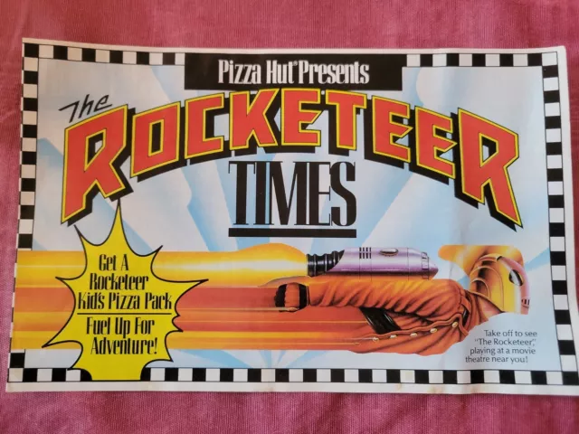 Disney Pizza Hut Rocketeer Movie Times Pamphlet Puzzles Fun Facts Activity Sheet