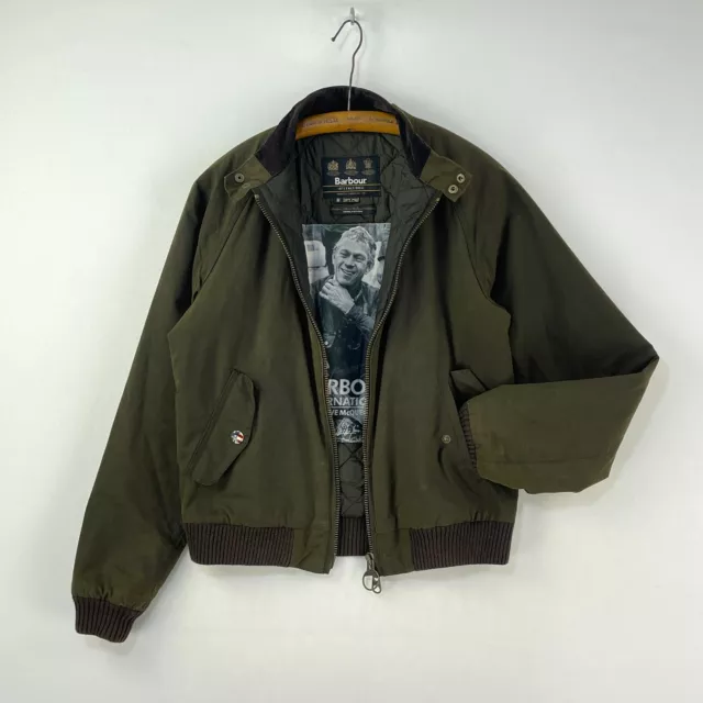 Barbour Steve McQueen Händler Wachsbomberjacke Herren mittel olivgrün Biker