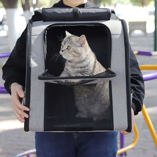 Mochila para gato portadora de mascotas de gran capacidad malla transpirable disipación de calor bolsa para gato