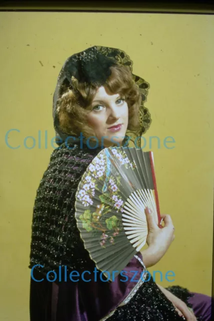 35mm Slide 1970's Glamour Fashion Portrait Woman red head gypsy Shawl Fan