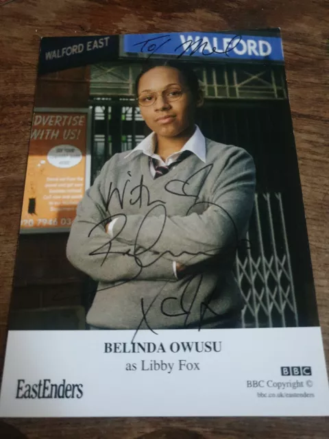 BBC EastEnders Libby Fox Belinda Owusu Hand Signed CastCard Autograph