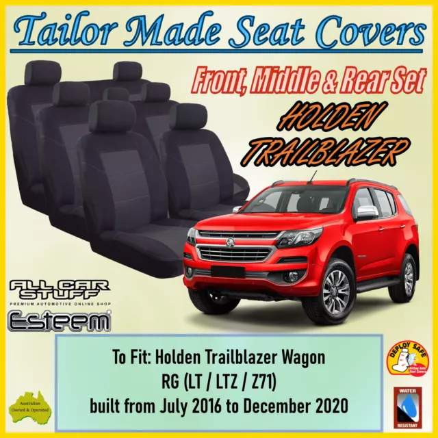 Tailor Made Black Seat Covers for Holden Trailblazer (3 Rows): 07/2016 - 12/2020