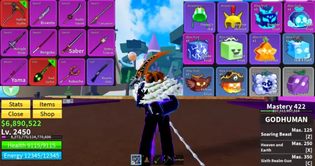 🍊🔥BLOX FRUIT ROBLOX ACCOUNT [LV. 2450] [MAX], GODHUMAN, FRUTAS, ESPADAS,  TODOS HAKI