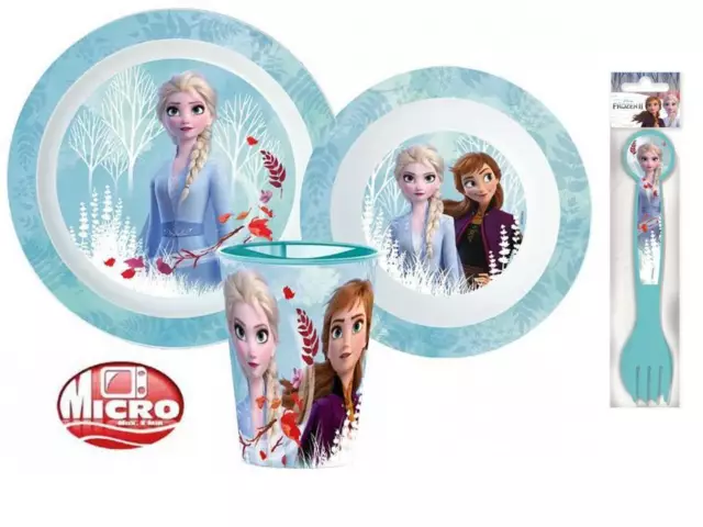 Frozen Kids Toddlers 5 Pc Dinner Breakfast Set Plate Bowl Cup Cutlery Blue