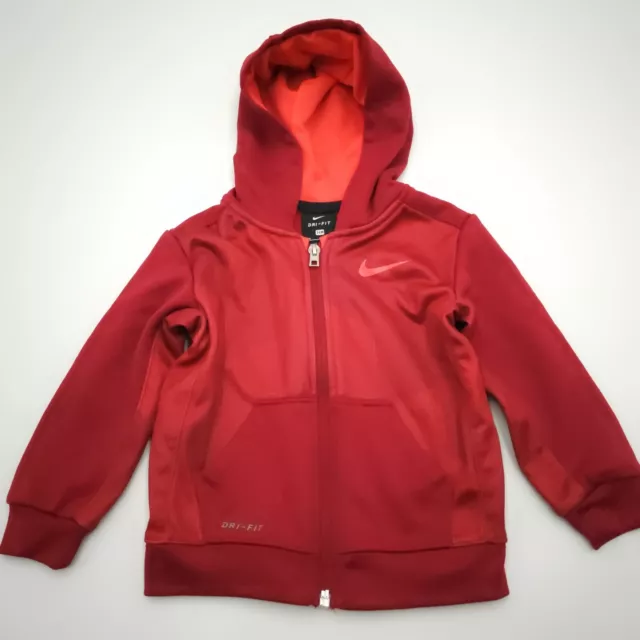 Nike Boys Size 24 Months Red Full Zip Hoodie Sweatshirt Jacket Toddler