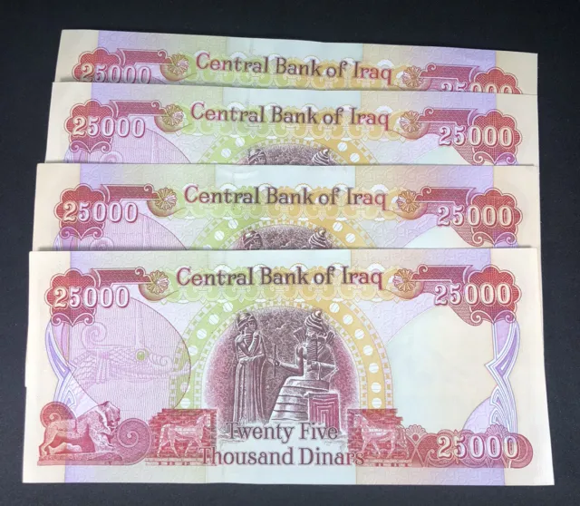 1/10 MILLION / 100,000 Iraqi Dinar / 4 x 25000 IQD - Authentic IRAQ Money
