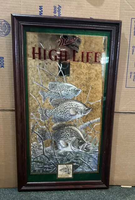 Miller High Life CRAPPIE FISH Mirror Bar Beer Sign Wildlife #4 Zoellick 1999