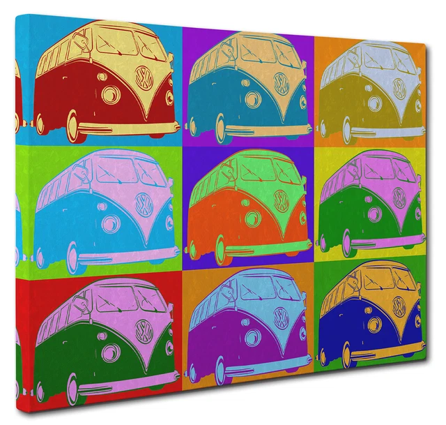 VW CAMPER VAN Canvas Picture Print Pop Art Classic Retro Car Size A1