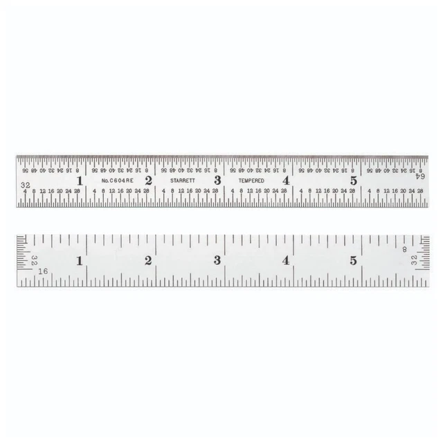 Spring Tempered Steel Rule with Satin Chrome Finish, Quick Reading and Inch Grad