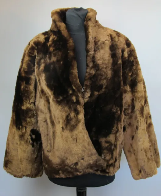 Lamb fur Ladies Coat / Jacket. Short. Brown. Medium 12-14. Vintage.
