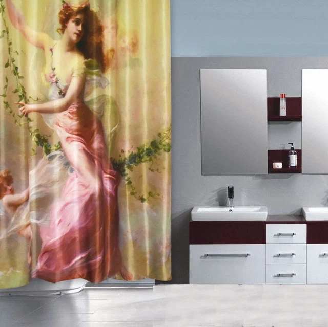 Beautiful angel girl pattern flow Fabric Bathroom Shower Curtain Without Hooks