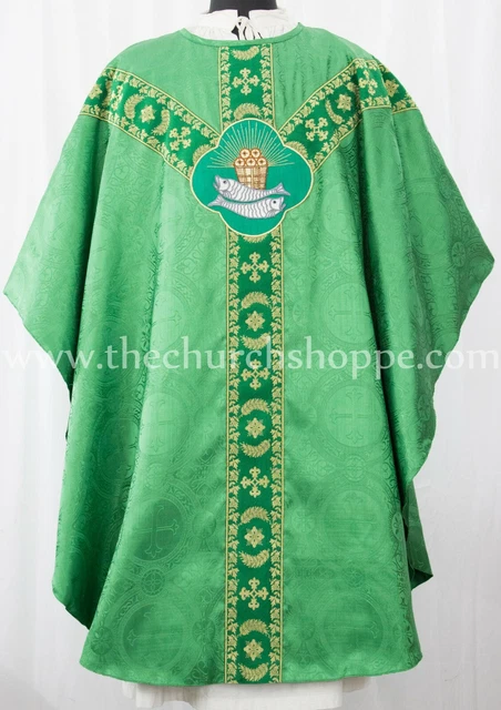Chasuble Fiddleback Verte - Vêtement De Cérémonie & Masse - Neuf - Inde