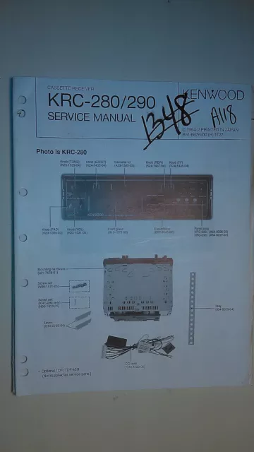 Kenwood krc-280 service manual original repair book stereo car tape player