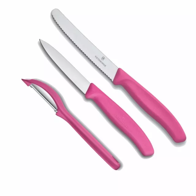 VICTORINOX Küchenset 3tlg. Gemüsemesser Tomatenmesser Schäler  / pink