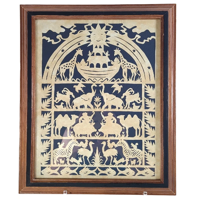 Noahs Ark Cut Paper Scherenschnitte Cutting Framed Animals Art Gender NEUTRAL