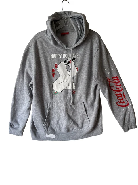 VINTAGE 90s Coca Cola Coke Happy Holidays Polar Bear Hoodie - Sz 2x