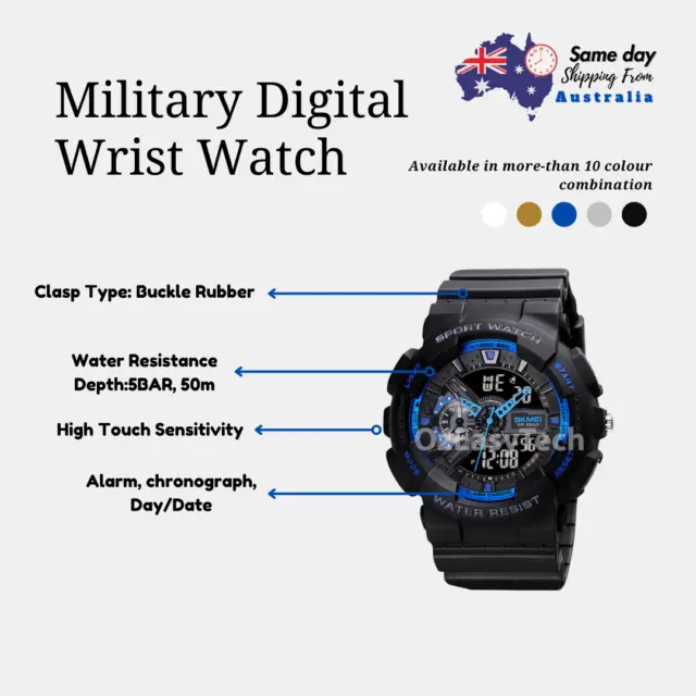 SKMEI Mens Sports Watch Waterproof Quartz Analog Digital Military Wrist Watches