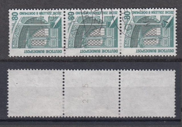 Bund 1342 A RM 3er Streifen mit ungerader Nummer SWK 80 Pf gestempelt