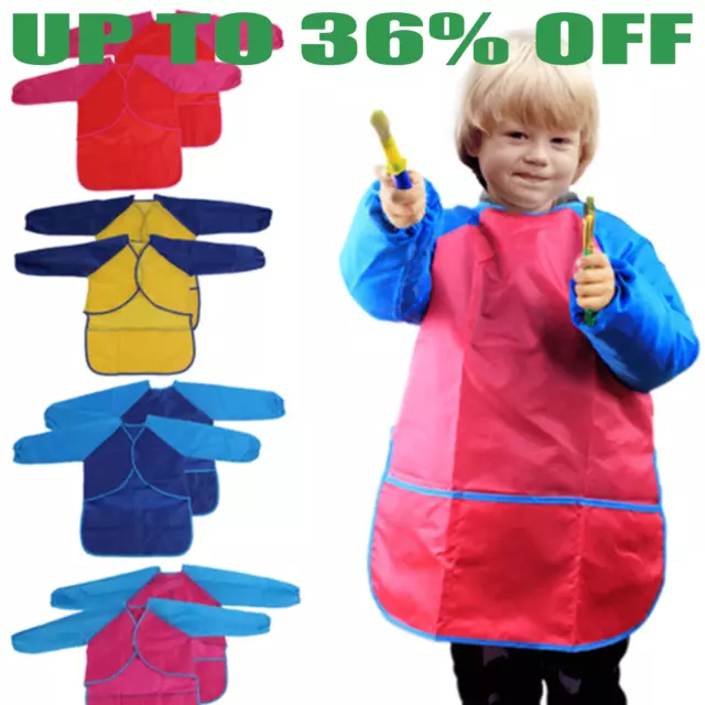 Kids Children Long Sleeve Apron Drawing Painting Waterproof Smock Craft Art Bib