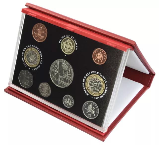 2001 Royal Mint United Kingdom Proof Coin Collection - Red Leather With Coa