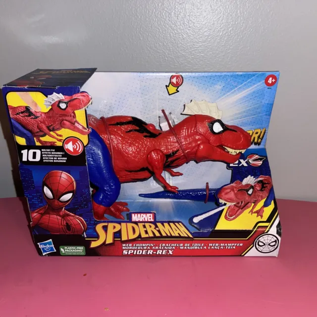 工場直送 Spider-Man Marvel Web Chompin#039; Spider-Rex 16-Inch Action Figure  with Sounds and Dino Blast Action, Superhero Toys for Kids Ages Up 