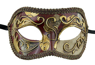 Mask from Venice Colombine Golden Red Costume-Ball Masquerade - 1933 -V18