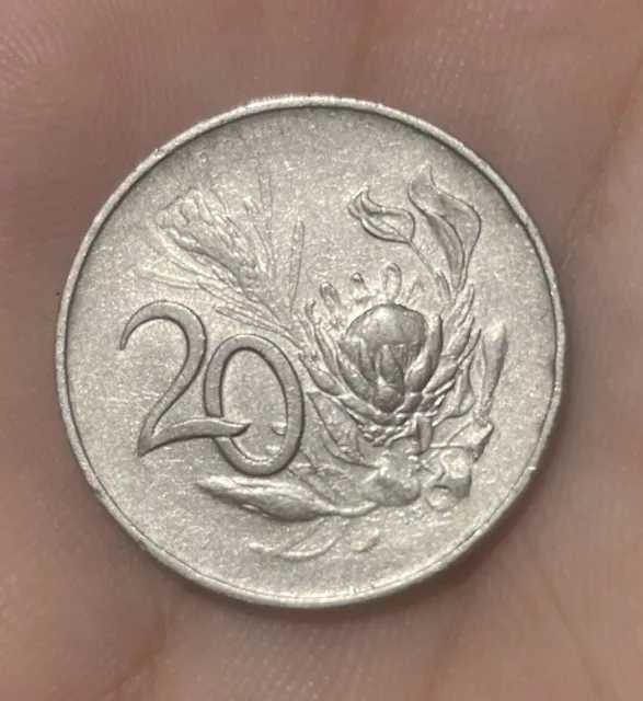 South Africa 1965 20 CENTS Coin with Protea Flower (B)
