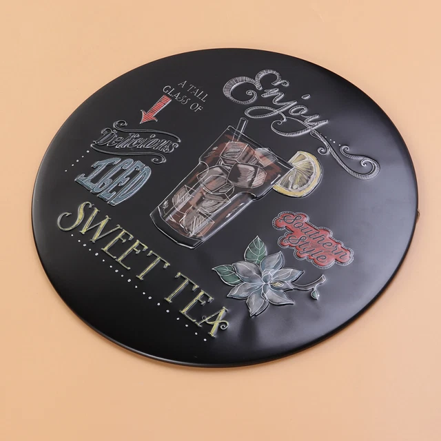 Letrero de chapa de metal impreso redondo vintage retro 12" día tapiz decorativo de pared