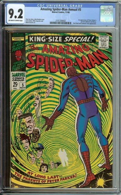 Amazing Spider-Man Annual #5 Cgc 9.2 Ow/Wh Pages // 1St App Of Peter's Parents