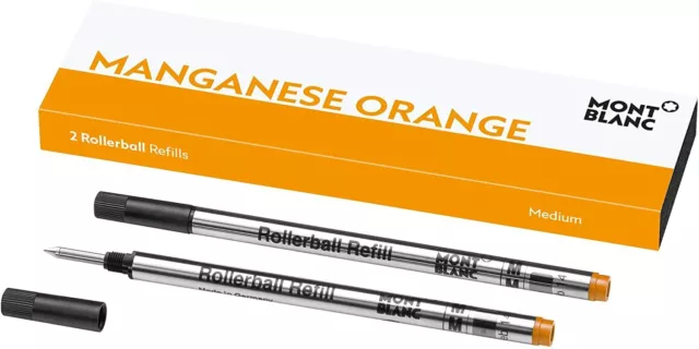 Montblanc Rollerball Pen Refills Manganese Orange Med Pt In Box 124524 2 Refills