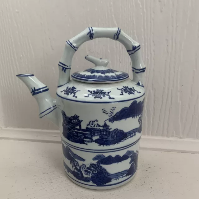 Blue and White Porcelain Tea Pot Chinese Traditional Motive