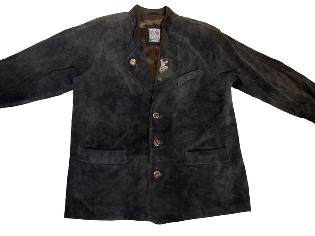 Meindl Trachten Janker Gr 50 Grün Braun Echt Leder M L Sakko Jacke Bayern Jäger
