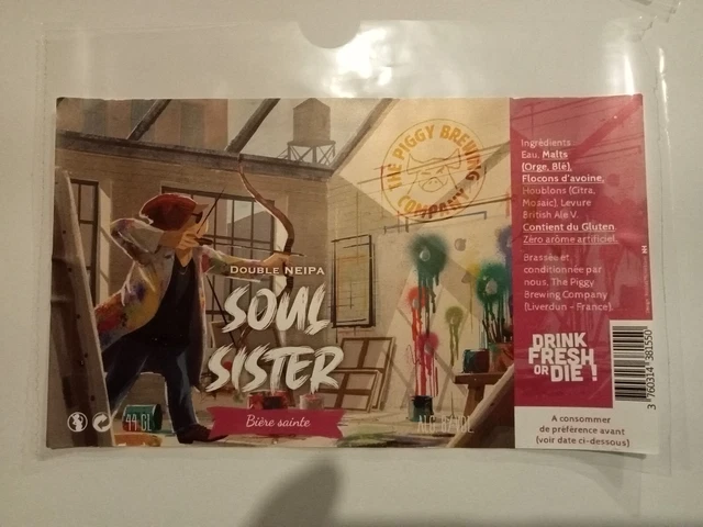 Etiquette de Bière : SOUL SISTER  - The Piggy Brewing Company - France