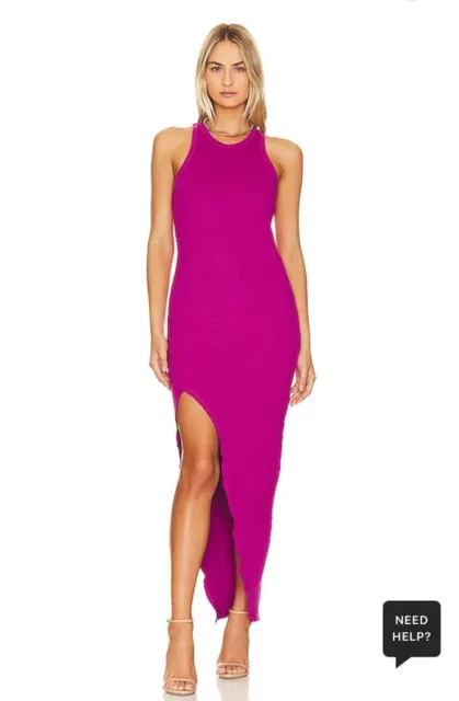 Lanston Asymmetrical Midi Dress Cosmo Pink Rib Knit M NWOT $198