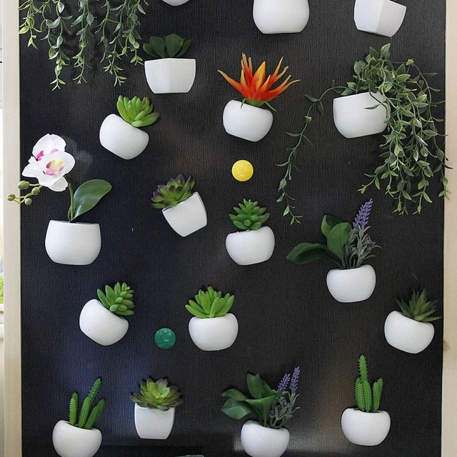 Vaso Magneti Frigorifero Adesivo Magnetico Frigorifero Decalcomania Pianta Artificiale Fiore
