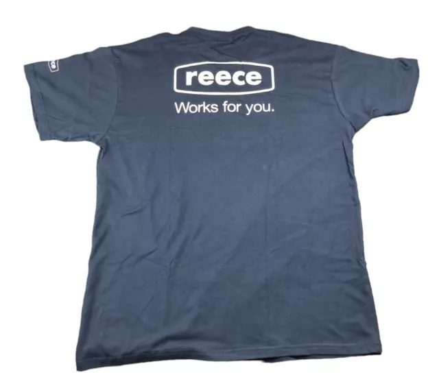 Mens Reece Plumbing TShirt Tee Size XL Navy Short Sleeve Crew Neck Logo Official