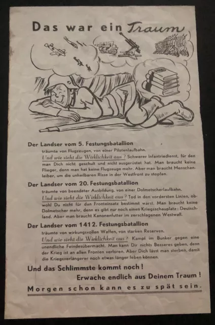 Original USA WW2 Surrender Leaflet Dropped on German Troops That Was A Dream