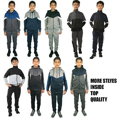 Boys Tracksuit Kids Sports Gym Hooded Bottoms Zip Up Hoodie Age 7 8 9 10 11 12