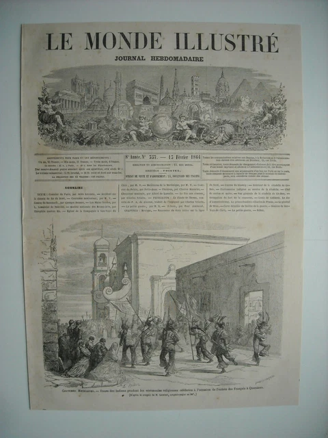 Gravure 1864. Coutumes Du Mexique. A Queratero, Danse Des Indiens Pendant Ceremo