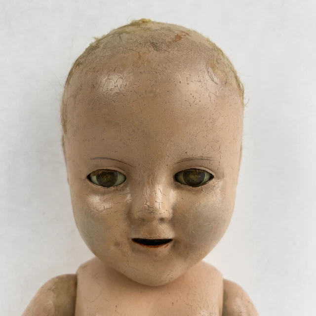SHIRLEY TEMPLE VINTAGE Composition Creepy Doll Sleepy Eyes Repair