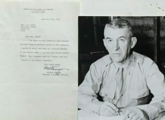 General Walter Krueger Commander Sixth Army WWII Pacific Autograph Letter 'Rare'