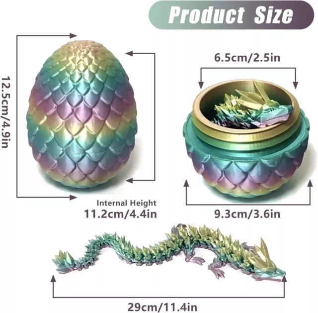 Dracheneier, 3D-gedruckt vollgelenkig Drache Kristall Drache mit Drachenei Neu 2