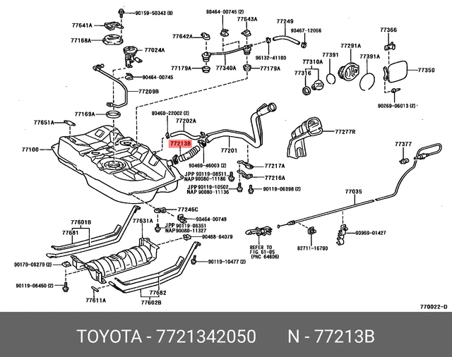 Tuyau D'Admission Et Collier De Serrage Pour Réservoir Carburant Toyota Land Cruiser Prado 120 - 77213-35380