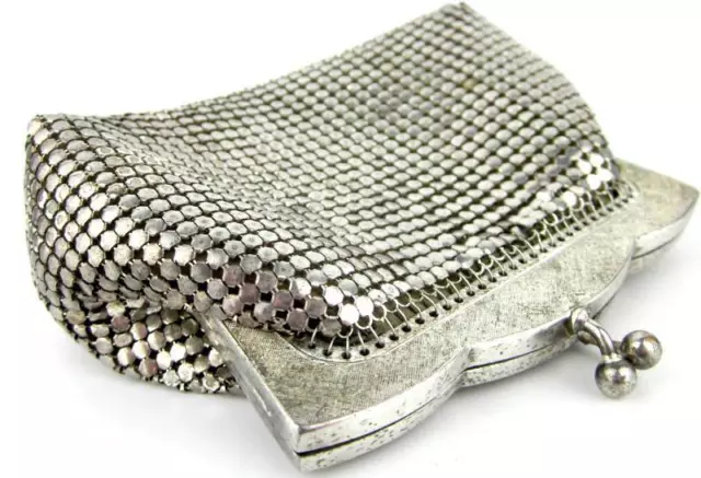 Vintage Silver Glomesh Coin Evening Purse from Late 1960s Made in West Germany 2