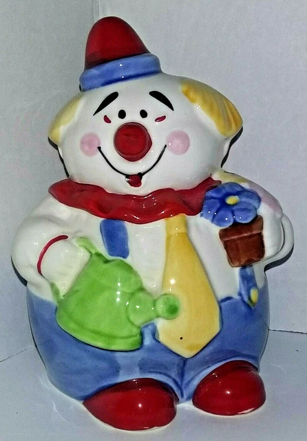 Vtg JOSEF ORIGINALS 5 1/2" CLOWN Ceramic Coin Bank Figurine Orig Label w/Plug