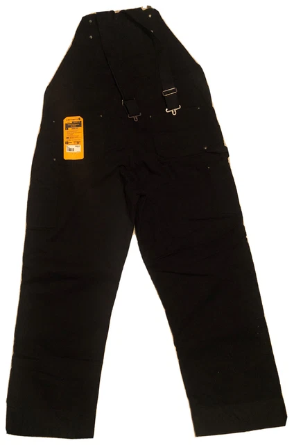 Carhartt Mens Black Washed Duck Insulated  Bib Overalls - XL