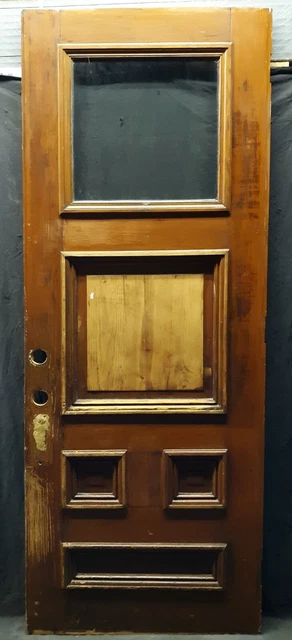 35.5"x93.5"x2" Antique Vintage Wood Wooden Entry Exterior Door Window Wavy Glass
